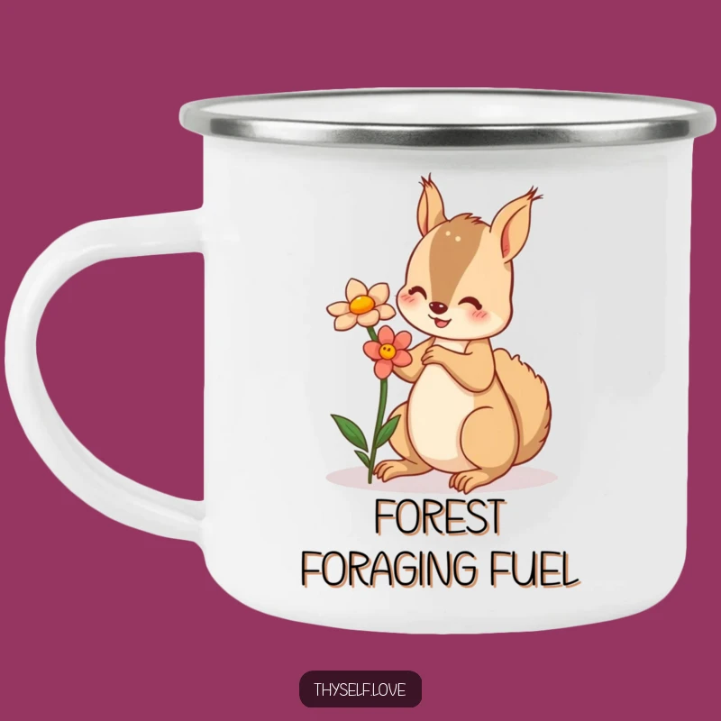 Funny Squirrel Flower Camping Mug: Outdoor Nature Cup, Perfect Funny Gift