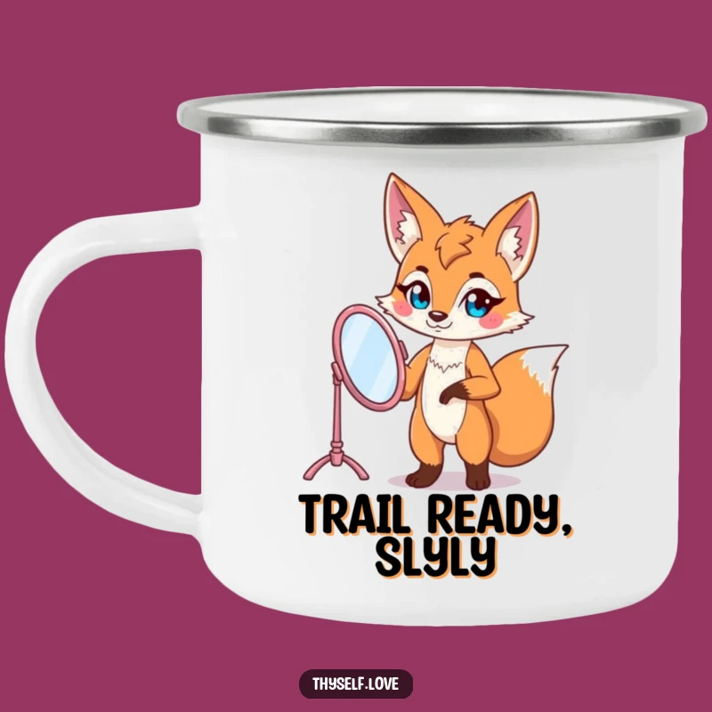 Funny Fox Vanity Mirror Camping Mug: Your Chic Outdoor Companion