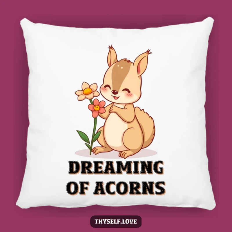 Funny Squirrel Flower Pillow: Cozy Nature Cushion, Adorable Funny Gift