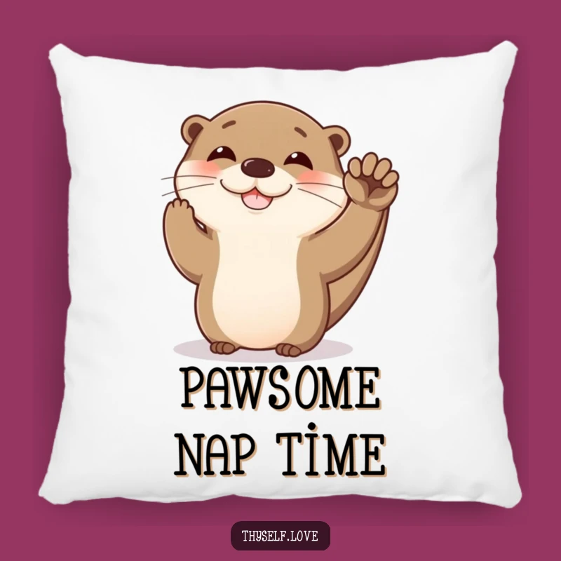 Funny Otter High Five Pillow: Cozy Comfort with a Hilarious Self-Love Theme
