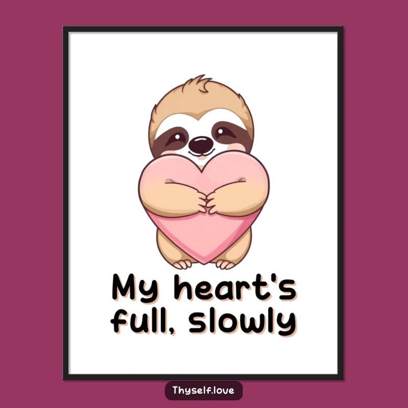 Funny Sloth Hugging Heart Digital Art - Instant Joy & Hilarious Gift