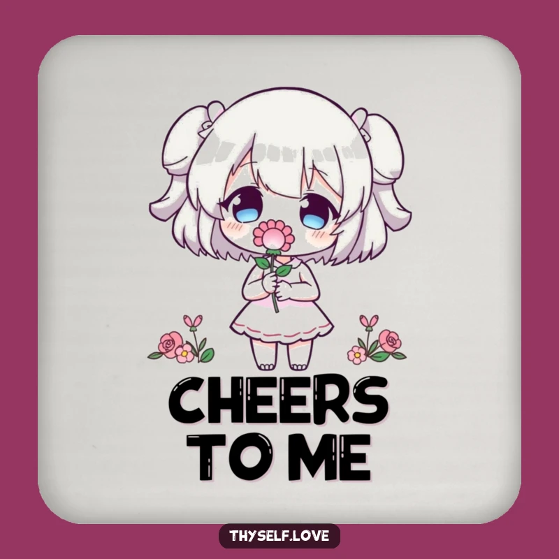 Funny Coaster Set: Character's Self-Love Flower Offering