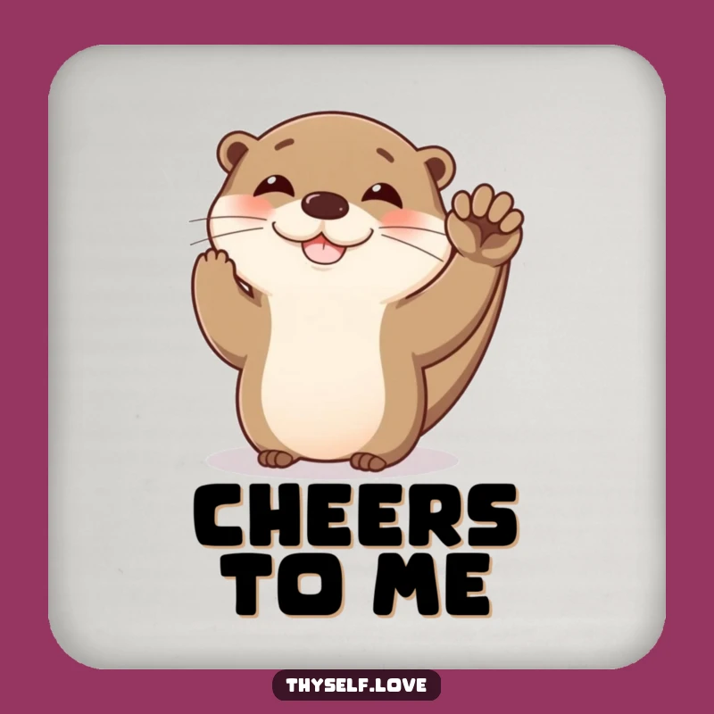Funny Otter High Five Coaster: Protect Surfaces with Playful Humor