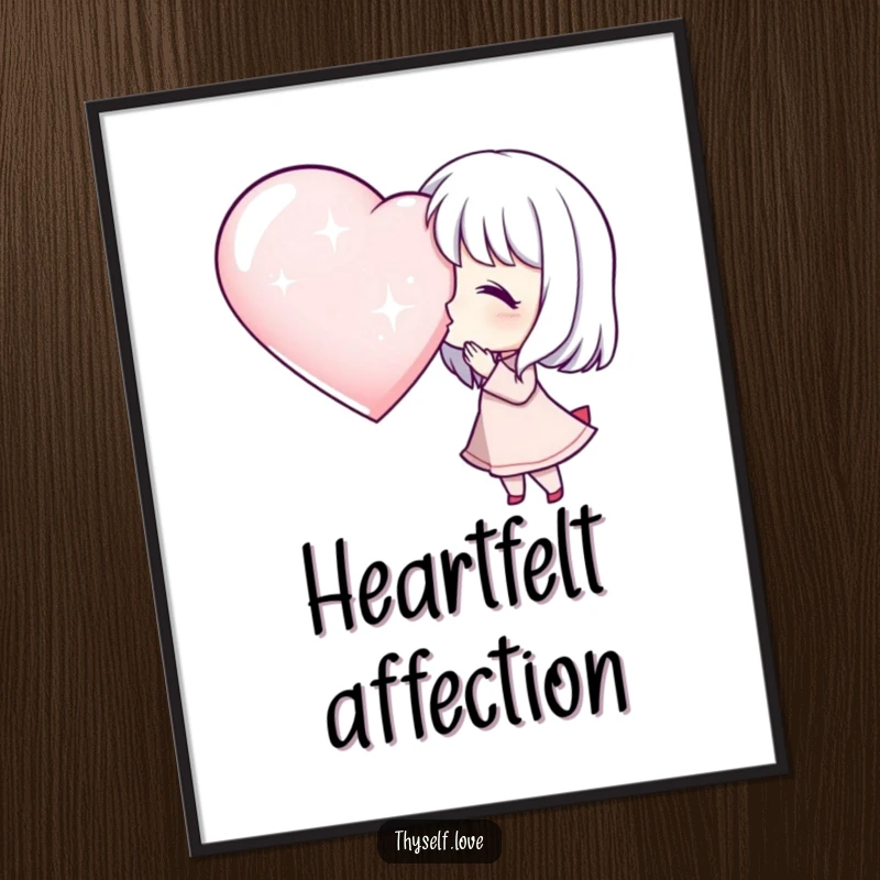 Funny Poster: A character blows a kiss at a large, glittering heart, a humorous and loving piece of wall art.