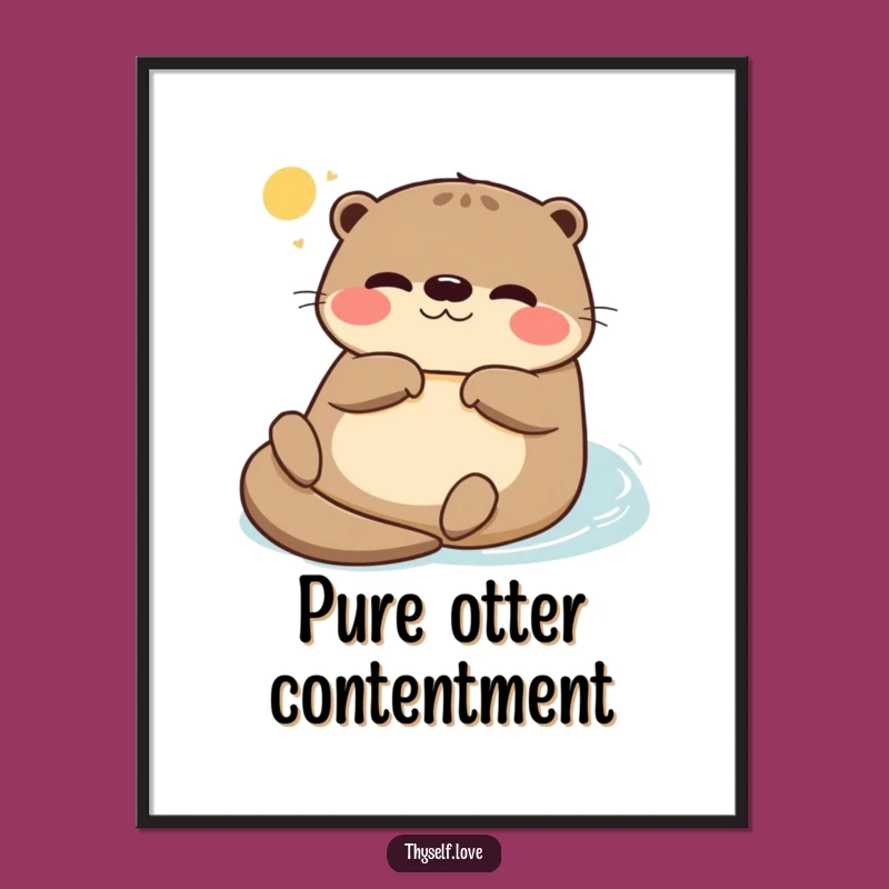 Funny Otter Sunbathing Poster: Relaxing Otter Art, Peaceful Funny Gift Print