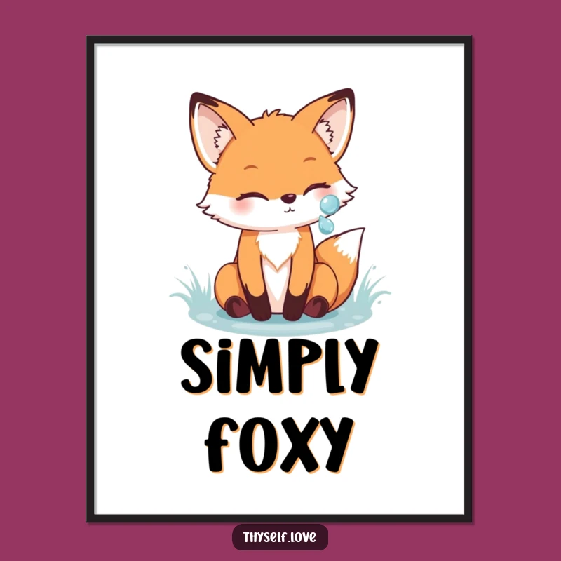 Funny Fox Reflection Poster: Whimsical Woodland Art for Nature Lovers