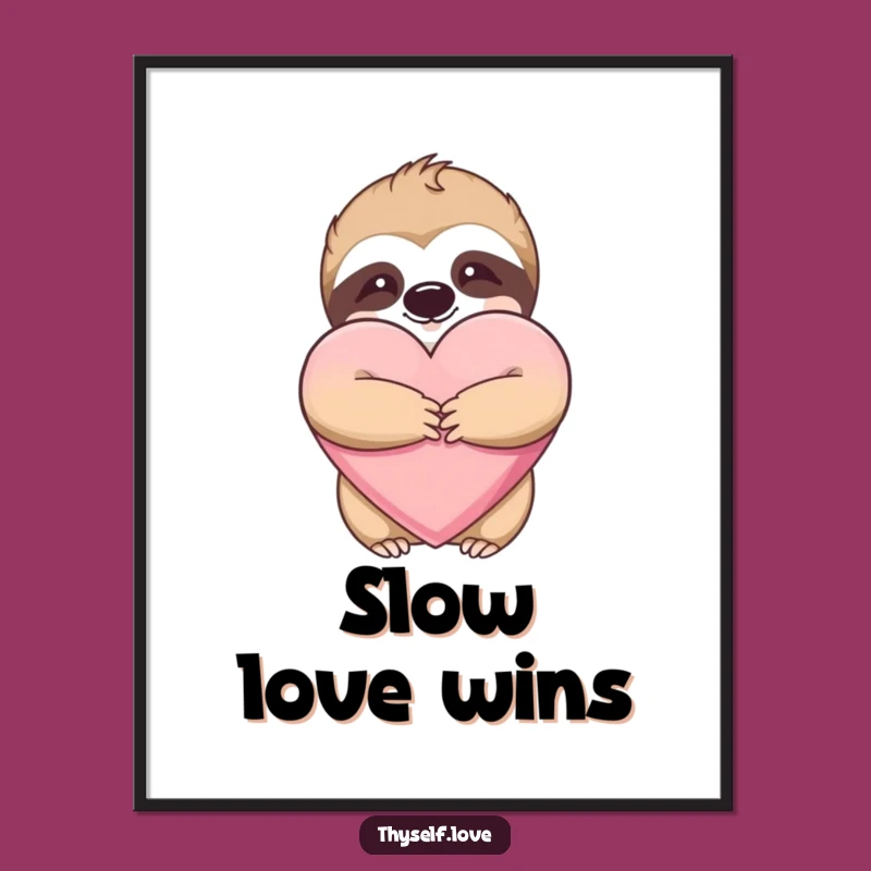 Funny Sloth Hugging Heart Poster - Charming Wall Art & Hilarious Gift