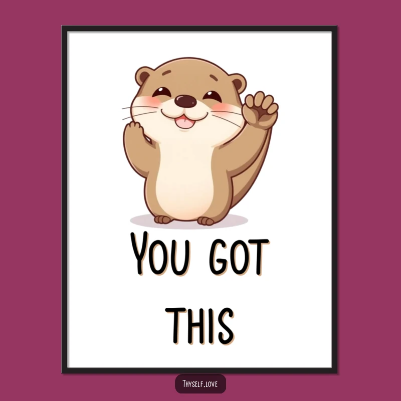 Funny Otter High Five Poster: Whimsical Wall Art for Encouragement