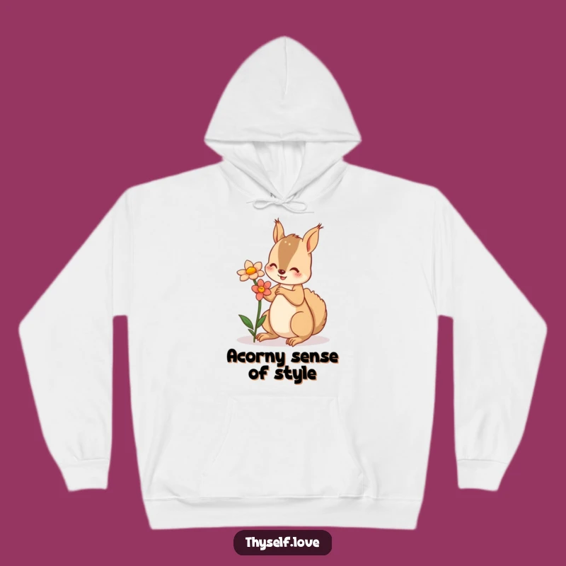 Funny Squirrel Flower Hoodie: Cozy Whimsy Wear, Ideal Funny Gift