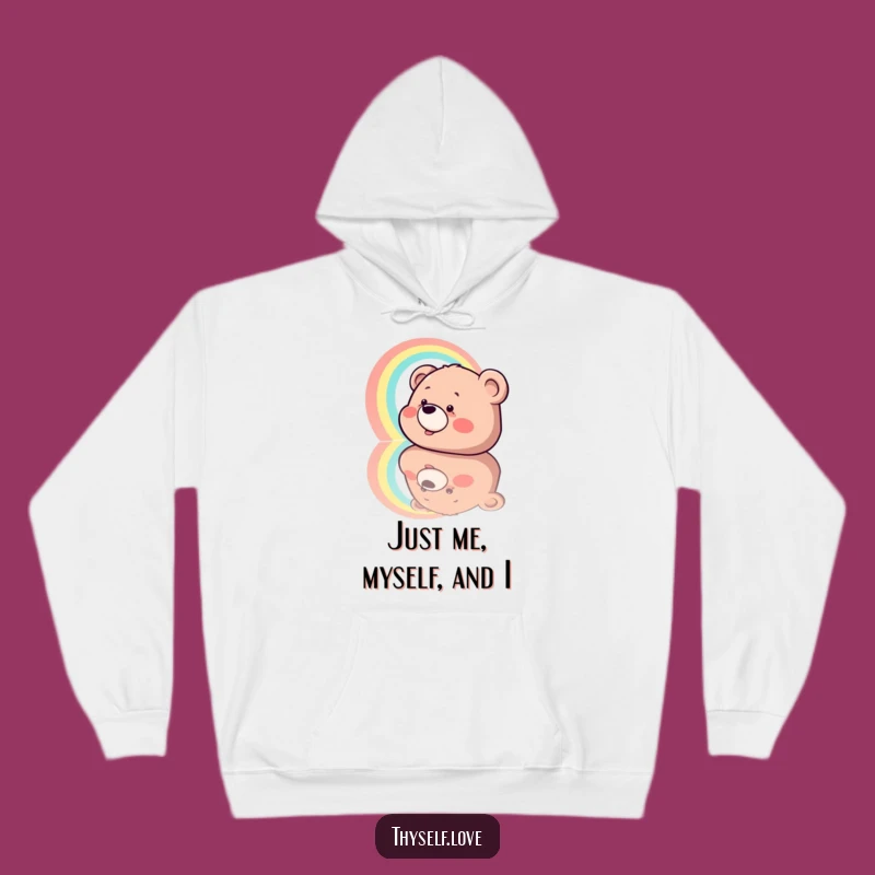 Funny Giggling Bear Rainbow Reflection Hoodie, Cozy & Comedic Warmth for All