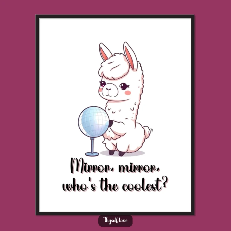 Free Printable Llama Wall Art: Disco Ball Reflection Humor Downloadable Art