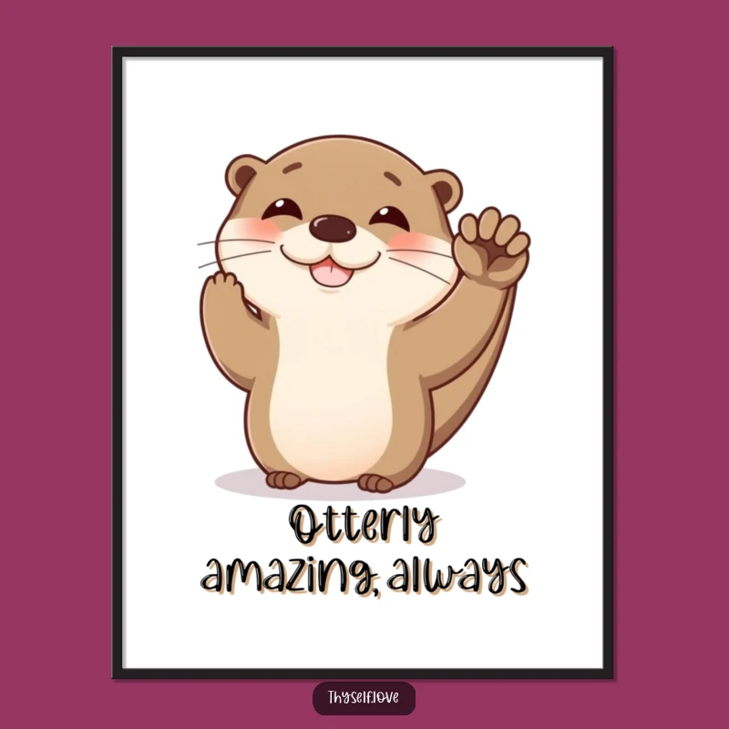 Free Printable Otter High Five Art: Whimsical Downloadable Gift for Fun!