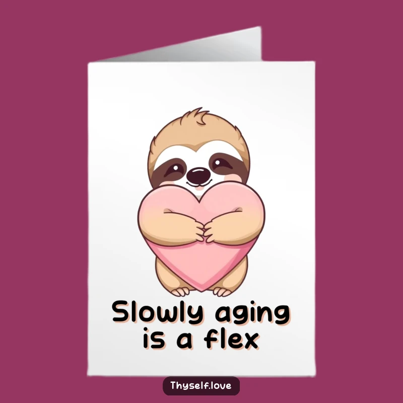 Free Printable Birthday Card: Funny Sloth Hugging Heart, Perfect DIY Downloadable Gift
