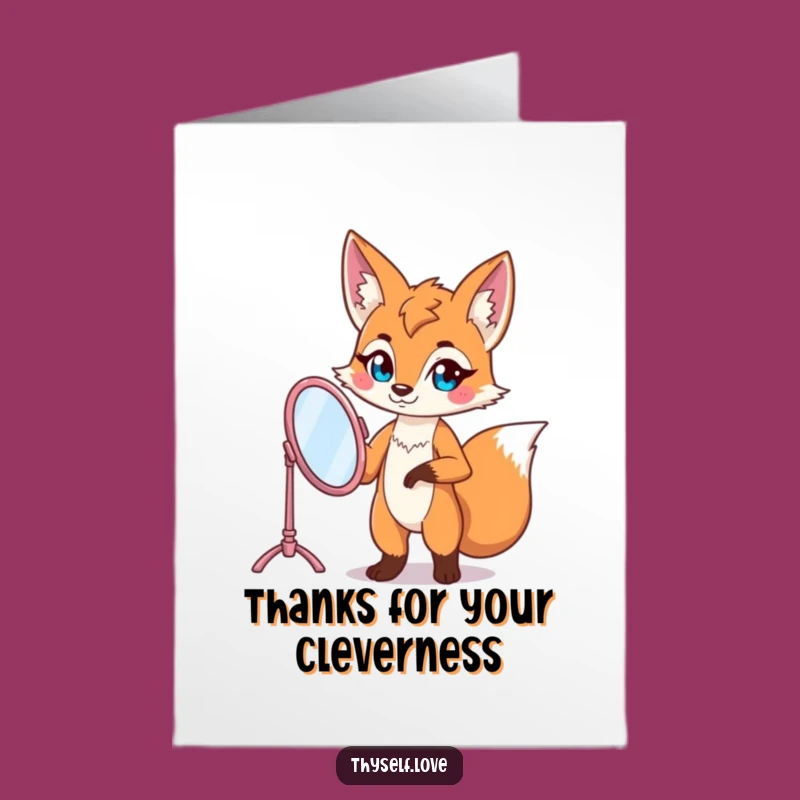 Free Printable Fox Thank You Card: Vanity Mirror Pose Humor Downloadable Gift