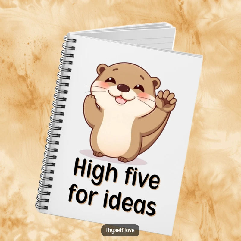 Funny otter notebook featuring a happy otter giving itself a high five, perfect for capturing thoughts with playful, celebratory humor.