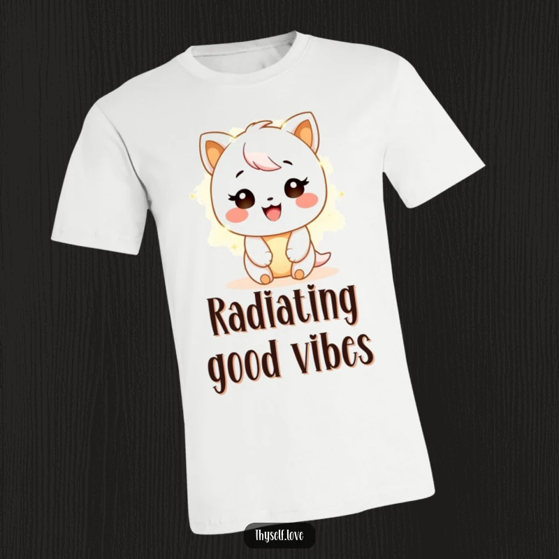 Funny Happy Character T-Shirt: A smiling character emanates a gentle, warm aura, symbolizing pure happiness and contentment.