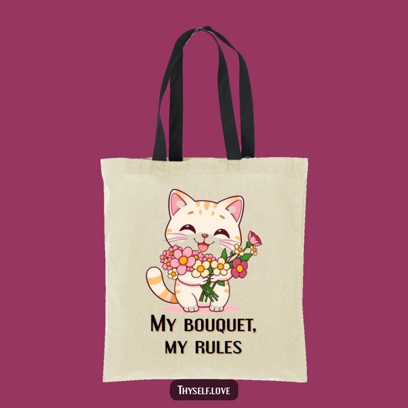 Funny Cat Flower Bouquet Tote Bag: Carry Your Pride in this Adorable Bag