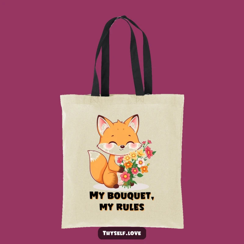 Funny Fox Flower Bouquet Tote Bag, Stylish Carry-All for Personal Delights