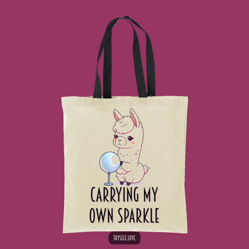 Funny Llama Disco Ball Tote Bag: Carry Your Sparkle in this Hilarious Bag