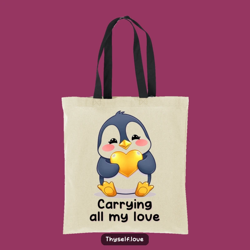Funny Penguin Heart Tote Bag: Carry Your Love and Essentials with Style