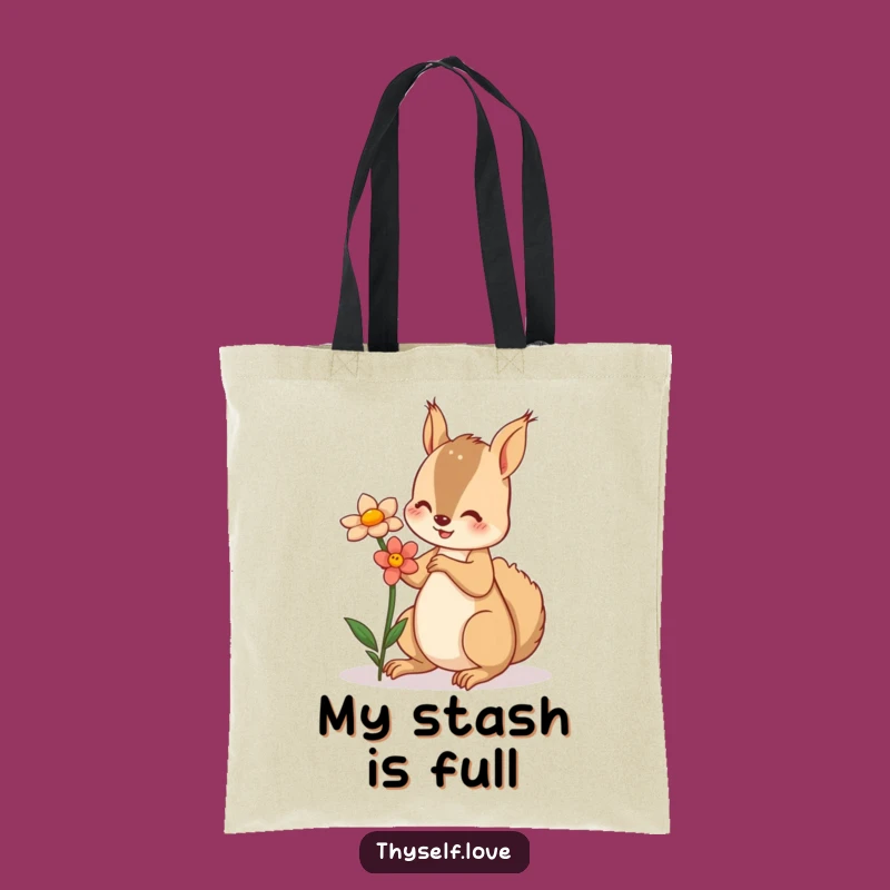 Funny Squirrel Flower Tote Bag: Nature's Gift Carry-All, Wonderful Funny Gift